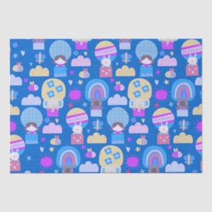 Papel De Seda Niños felices cumpleaños Blue Pink con animales cu