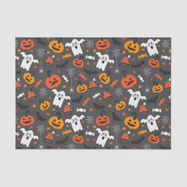 Papel De Seda Niños Halloween Araña Webder Fantasma Cupcakes Cal (Anverso)
