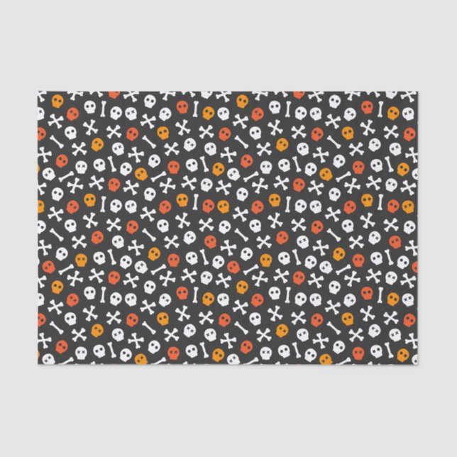 Papel De Seda Niños Halloween Cute Skeleton Skull Bones (Anverso)