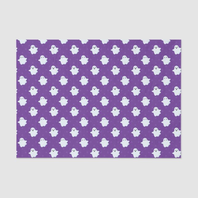 Papel De Seda Niños Halloween lindo Blanco Fantasma Fondo púrpur (Anverso)
