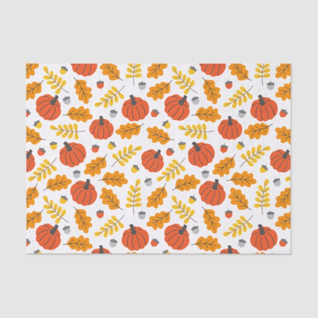 Papel De Seda Niños Halloween Otoño Caída Calabazas Acorns Leave (Anverso)