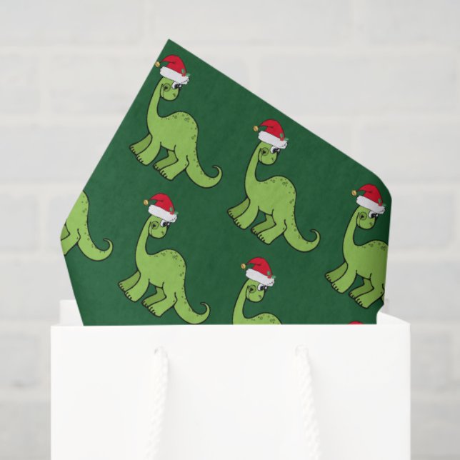 Papel De Seda Niños Navidades pequeños Dinosaurio Santa (Bolsa de regalo)