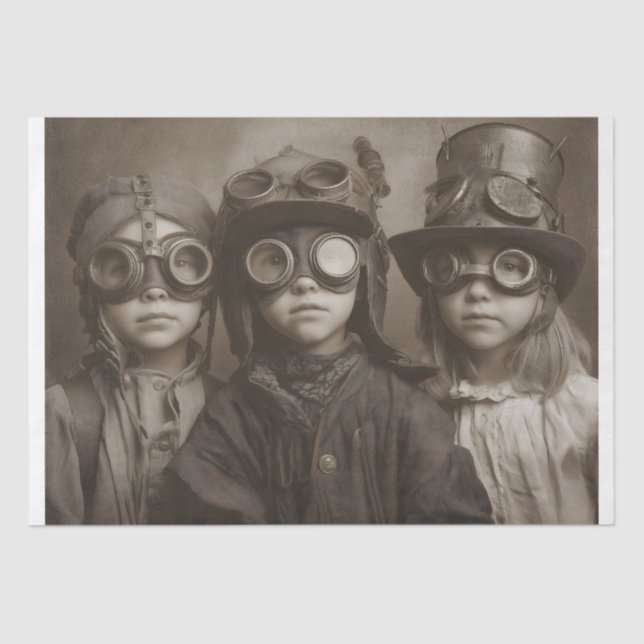 Papel De Seda Niños Steampunk (Anverso)