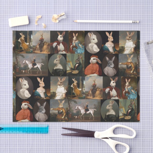 Papel De Seda Noble Bunnies Portrait Collection Decoupage (Artesanía)