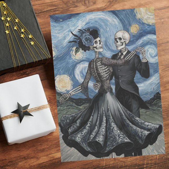 Papel De Seda Noche de baile de esqueletos cielo Decoupage estil (Subido por el creador)