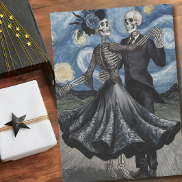 Papel De Seda Noche de baile de esqueletos en el cielo al estilo