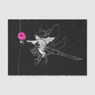 Papel De Seda Noche de hadas con flores rosas