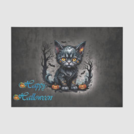 Papel De Seda Noche de Halloween con gatitos y calabazas.