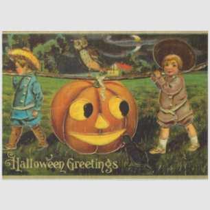 Papel De Seda Noche de la Cosecha de Jack-o-Lantern de Halloween