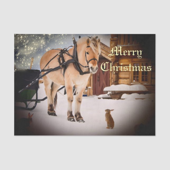 Papel De Seda Noche de Navidades estrellados en la granja con ca (Anverso)