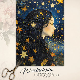 Papel De Seda Noche estrellada cielo Art Nouveau Dream Chica Dec