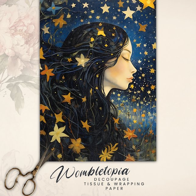 Papel De Seda Noche estrellada cielo Art Nouveau Dream Chica Dec (Subido por el creador)