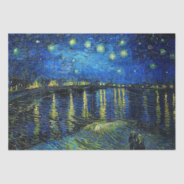 Papel De Seda Noche estrellada sobre el Ródano por Vincent Van G (Anverso)