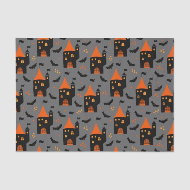 Papel De Seda Noche infantil Halloween Spooky Castle Bats (Anverso)