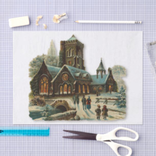 Papel De Seda Nochebuena Iglesia Villancicos Victorianos Cristia