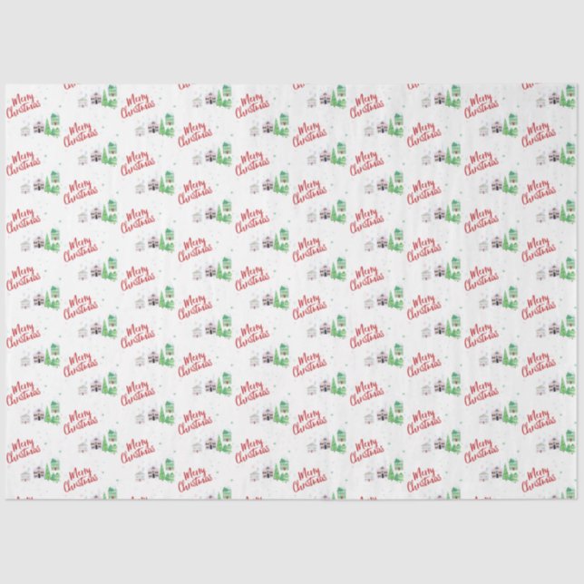 Papel De Seda Nochebuena navideña navideña en Winter Village (Anverso)