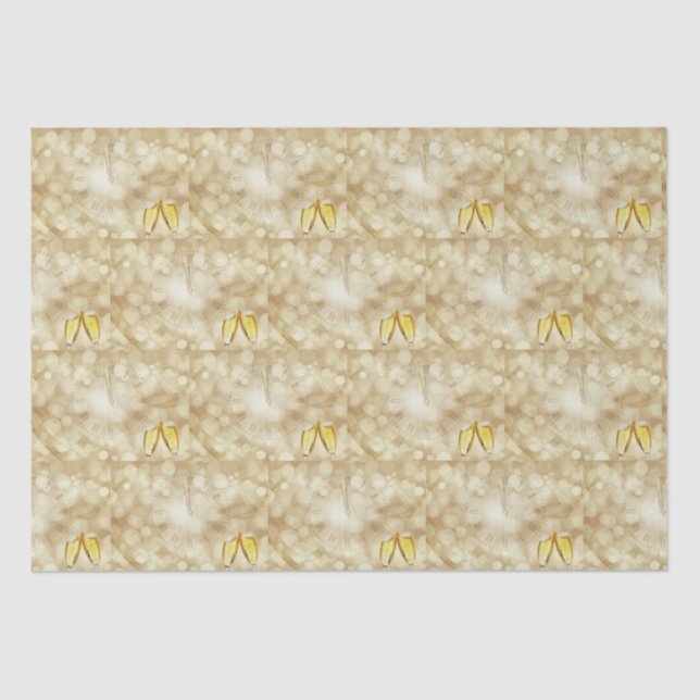 Papel De Seda Nochevieja con copas de champán   (Anverso)