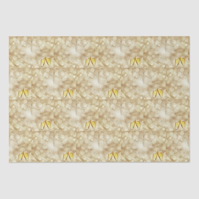 Papel De Seda Nochevieja con gafas de champán (Anverso)