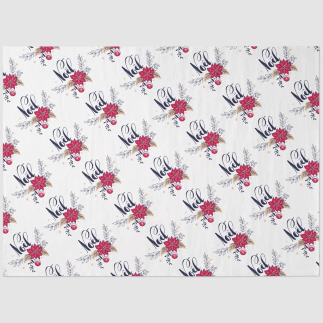 Papel De Seda Noel Poinsettias (Anverso)