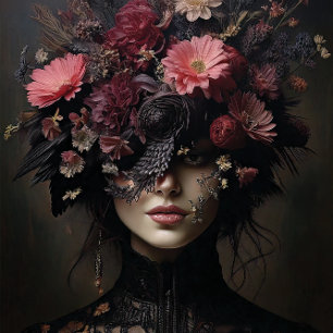 Papel De Seda Noir Encantado – Diosa de las Flores Góticas en De