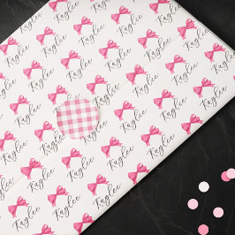 Papel De Seda Nombre de arco rosado Giro en el patrón de script