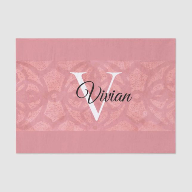 Papel De Seda Nombre de Batik Rosado Ruddy Monogramado (Anverso)