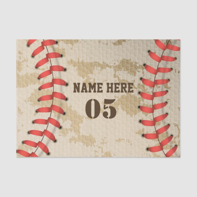 Papel De Seda Nombre de béisbol vintage personalizado número ret (Anverso)