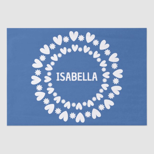 Papel De Seda Nombre De Flores Y Corazones (Anverso)