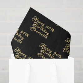 Papel De Seda Nombre de la fiesta de cumpleaños 90 negro patrón 