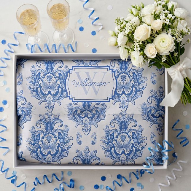 Papel De Seda Nombre de patrón de toile de Damasco francés azul  (Subido por el creador)