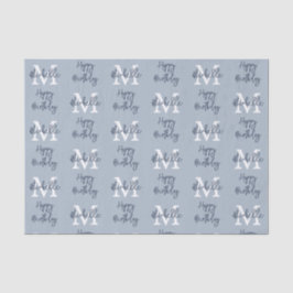 Papel De Seda Nombre del Monograma Patrón inicial Feliz cumpleañ