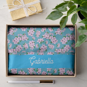 Papel De Seda Nombre del patrón floral de flor de cerezo rosa