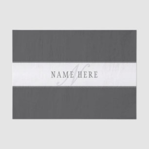 Papel De Seda Nombre elegante y monograma   Gris oscuro y claro