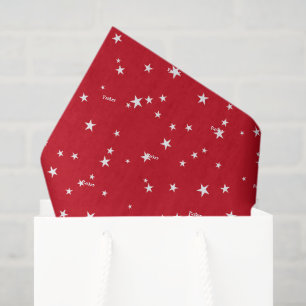 Papel De Seda Nombre en Patrón de Estrellas Rojo y Blanco de Mod