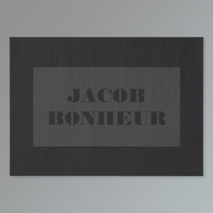 Papel De Seda Nombre moderno profesional Gris oscuro y negro