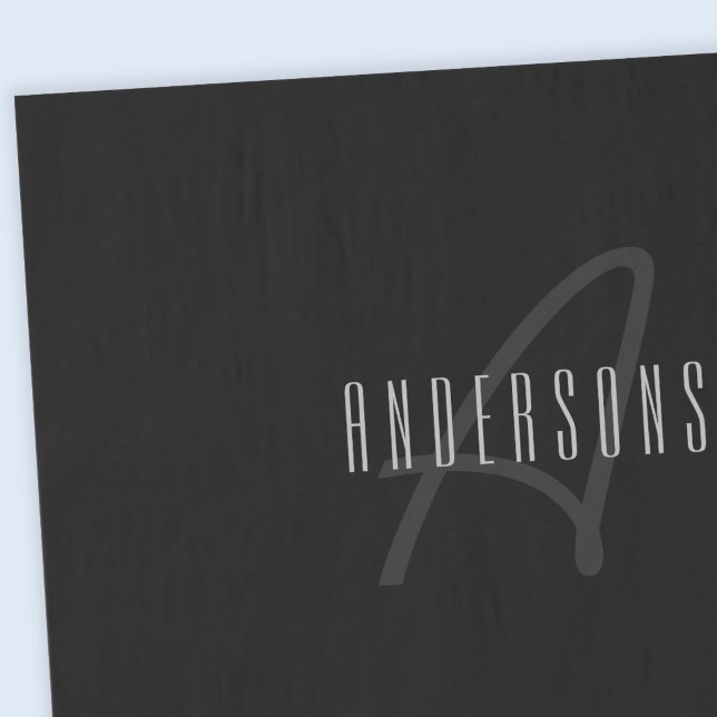 Papel De Seda Nombre moderno y elegante y monograma | Gris oscur (Subido por el creador)