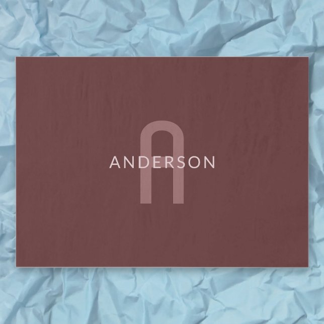 Papel De Seda Nombre Monogramado de aspecto moderno | Maroon Red (Subido por el creador)