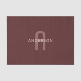 Papel De Seda Nombre Monogramado de aspecto moderno | Maroon Red
