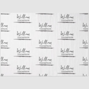 Papel De Seda Nombre Monogramado moderno en blanco y negro