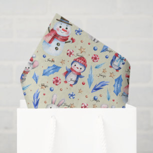 Papel De Seda Nombre, Muñeco de Nieve de Caramelo & Animales Nav