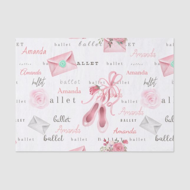 Papel De Seda Nombre Personalizado Bailarina Ballet Rosa Persona (Anverso)
