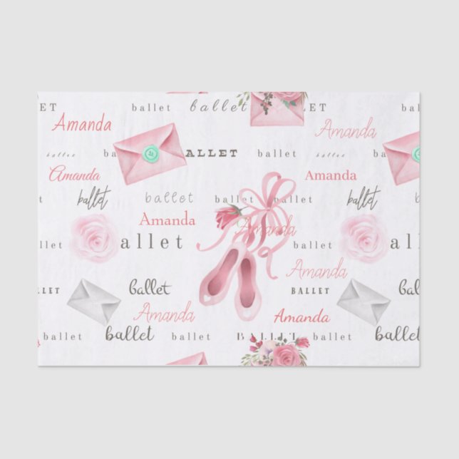 Papel De Seda Nombre personalizado Ballerina Ballet Personalizad (Anverso)