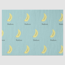 Papel De Seda Nombre personalizado de banana pintada en azul