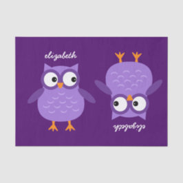 Papel De Seda Nombre Personalizado De Búho Púrpura Para Su A39