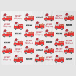Papel De Seda Nombre personalizado del camión de navidades rojos
