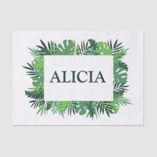 Papel De Seda Nombre personalizado del marco de hojas de palma t