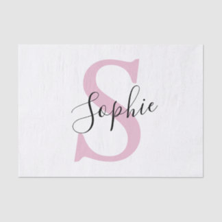 Papel De Seda Nombre personalizado moderno Monograma rosa