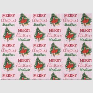 Papel De Seda Nombre personalizado Navidades retro Chica Navidad