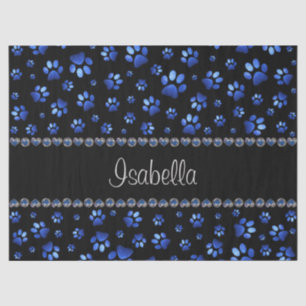 Papel De Seda Nombre personalizado, perras de perro purpurina az