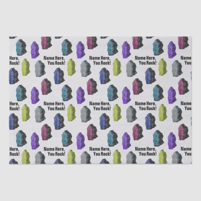 Papel De Seda Nombre personalizado: "¡Rocas!" Gemas de piedras c (Anverso)